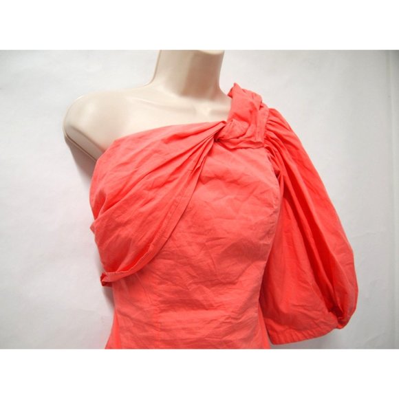 NWT Free People Women Looking My Best One Shoulder Puff Sleeve Mini Dress M Pink - Picture 4 of 8